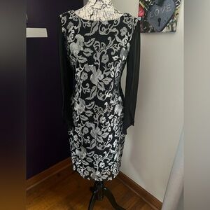 Connected Apparel Silver Detail Long Sleeve Dress